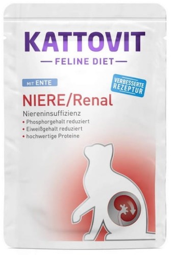 Przejdź do produktu Kattovit Feline Diet Niere/Renal kaczka saszetka 85g - karma weterynaryjna dla kota