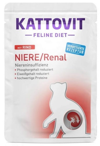 Przejdź do produktu Kattovit Feline Diet Niere/Renal wołowina saszetka 85g - karma weterynaryjna dla kota