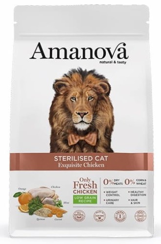 Przejdź do produktu Amanova Cat Sterilised Exquisite Chicken - kurczak 1,5kg - karma sucha dla kota