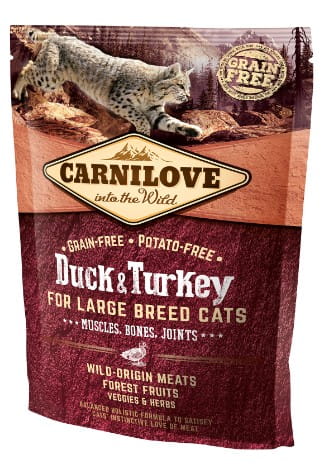 Przejdź do produktu Carnilove Cat Duck & Turkey for Large Breed - kaczka i indyk 400g - karma sucha dla kota