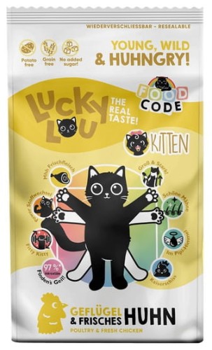Przejdź do produktu Lucky Lou Food Code Lifestage Kitten Drób & Kurczak 1,7kg - karma sucha dla kota