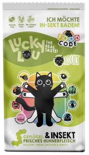 Przejdź do produktu Lucky Lou Food Code Lifestage Adult Drób & Owady 340g - karma sucha dla kota