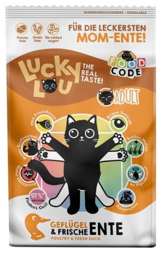 Przejdź do produktu Lucky Lou Food Code Lifestage Adult Drób & Kaczka 750g - karma sucha dla kota