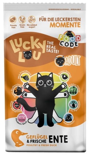 Przejdź do produktu Lucky Lou Food Code Lifestage Adult Drób & Kaczka 340g - karma sucha dla kota