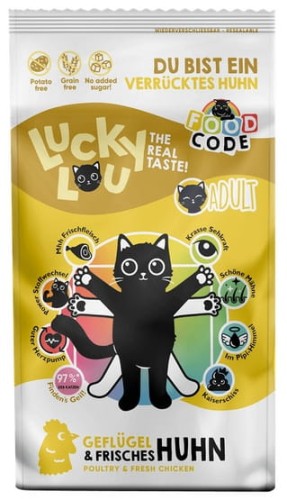 Przejdź do produktu Lucky Lou Food Code Lifestage Adult Drób & Kurczak 340g - karma sucha dla kota