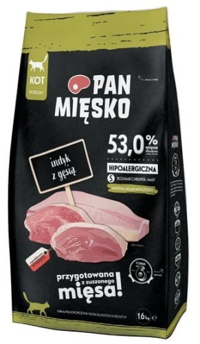 Przejdź do produktu Pan Mięsko - indyk i gęś chrupki S 1,6kg - karma sucha dla kota