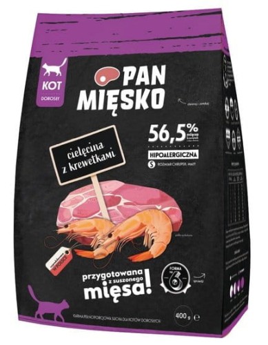 Przejdź do produktu Pan Mięsko - cielęcina i krewetki chrupki S 400g - karma sucha dla kota