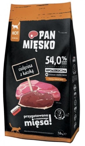 Przejdź do produktu Pan Mięsko - cielęcina i kaczka chrupki M 1,6kg - karma sucha dla kota