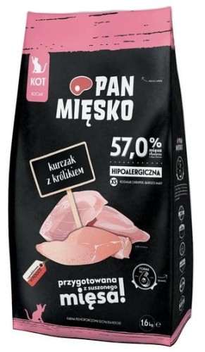 Przejdź do produktu Pan Mięsko - kurczak i królik chrupki XS 1,6kg - karma sucha dla kociąt
