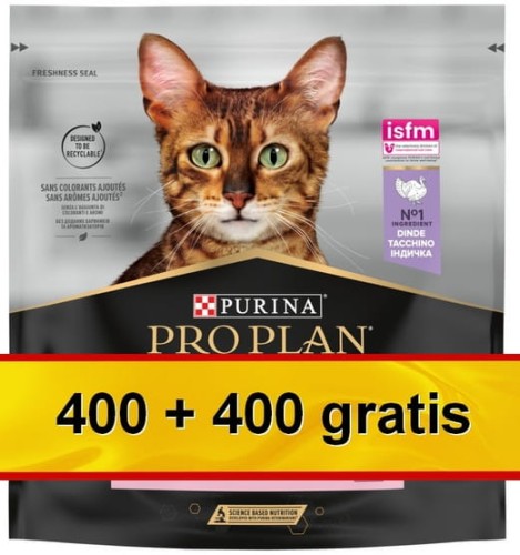 Przejdź do produktu Purina Pro Plan Cat Adult Delicate Digestion z indykiem 800g (400+400g gratis) - karma sucha dla kota