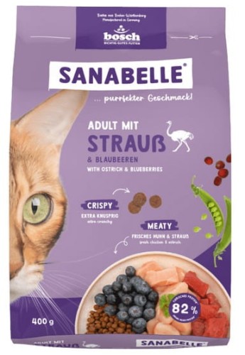 Przejdź do produktu Sanabelle Adult Strauss - ze strusiem 400g - karma sucha dla kota
