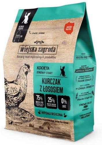 Przejdź do produktu Wiejska Zagroda Kot - Kurczak z łososiem dla kociąt 400g - karma sucha dla kota
