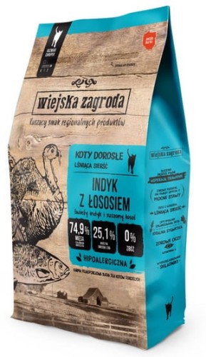 Przejdź do produktu Wiejska Zagroda Kot - Indyk z łososiem 5kg - karma sucha dla kota