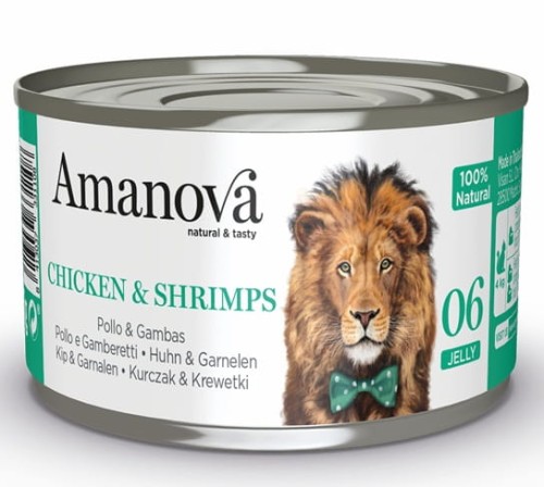 Przejdź do produktu Amanova Cat Chicken & Shrimps - kurczak i krewetki w galaretce puszka 70g [06] - karma mokra dla kota