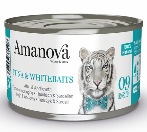 Przejdź do produktu Amanova Cat Tuna & Whitebaits - tuńczyk i białoryby w bulionie puszka 70g [09] - karma mokra dla kota