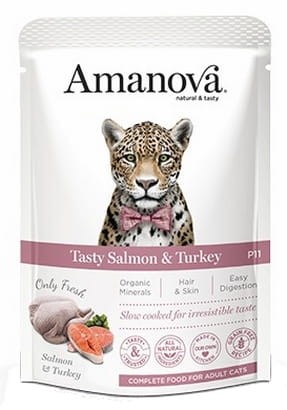 Przejdź do produktu Amanova Cat Tasty Salmon & Turkey - łosoś i indyk saszetka 85g [P11] - karma mokra dla kota