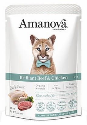 Przejdź do produktu Amanova Cat Brilliant Beef & Chicken - wołowina i kurczak saszetka 85g [P14] - karma mokra dla kota