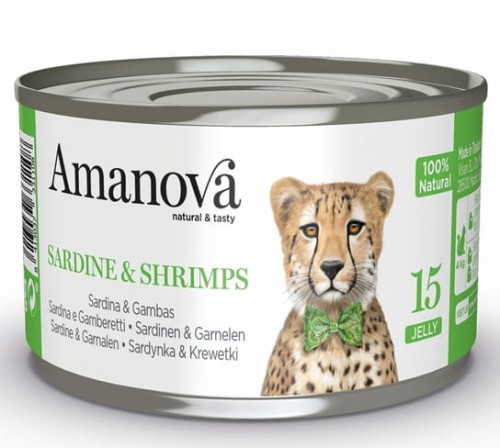 Przejdź do produktu Amanova Cat Sardine & Shrimps - sardynki i krewetki w galaretce puszka 70g [15] - karma mokra dla kota