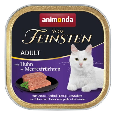 Przejdź do produktu Animonda vom Feinsten Cat Adult z Kurczakiem i Owocami Morza tacka 100g - karma mokra dla kota