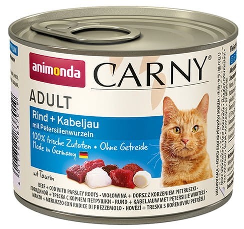 Przejdź do produktu Animonda Carny Adult Wołowina, Dorsz + Korzeń pietruszki puszka 200g - karma mokra dla kota