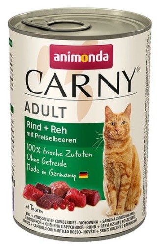 Przejdź do produktu Animonda Carny Adult Wołowina, Sarnina + Borówka puszka 400g - karma mokra dla kota