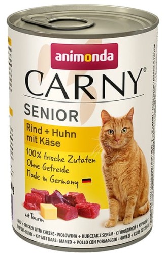 Przejdź do produktu Animonda Carny Senior Wołowina, Kurczak + Ser puszka 400g - karma mokra dla kota