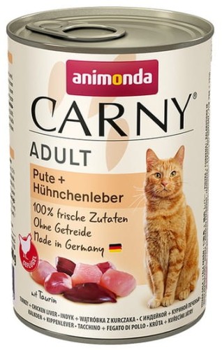 Przejdź do produktu Animonda Carny Adult Indyk + Wątróbka kurczaka puszka 400g - karma mokra dla kota