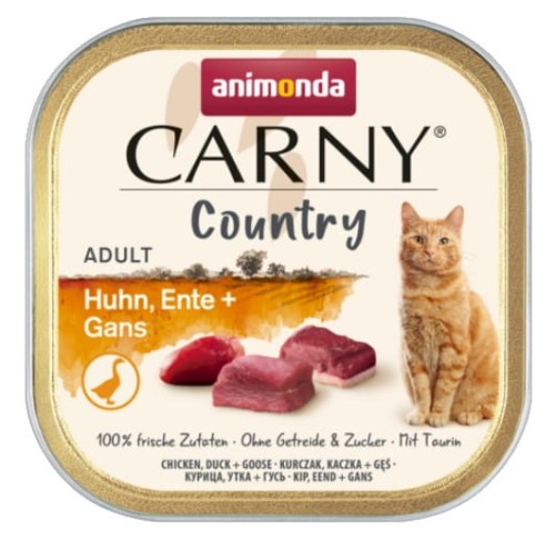 Przejdź do produktu Animonda Carny Country Adult Kurczak, Kaczka i Gęś tacka 100g - karma mokra dla kota