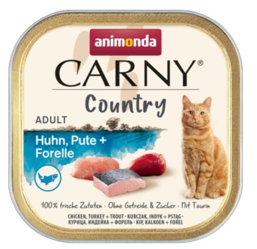 Przejdź do produktu Animonda Carny Country Adult Kurczak, Indyk i Pstrąg tacka 100g - karma mokra dla kota