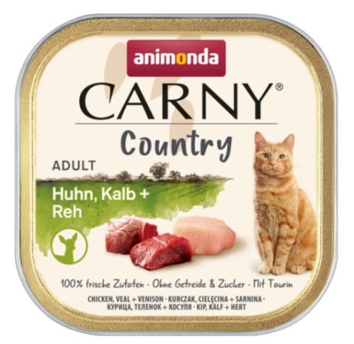 Przejdź do produktu Animonda Carny Country Adult Kurczak, Cielęcina i Sarnina tacka 100g - karma mokra dla kota