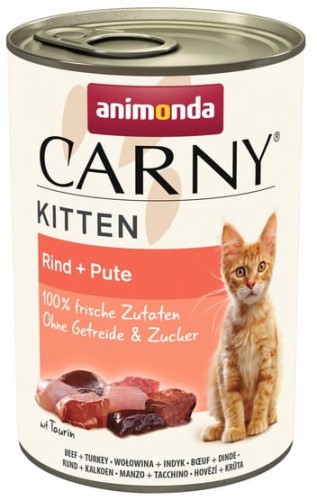 Przejdź do produktu Animonda Carny Kitten Wołowina + Indyk puszka 400g - karma mokra dla kota
