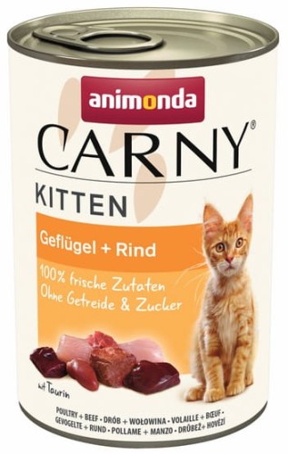 Przejdź do produktu Animonda Carny Kitten Wołowina + Drób puszka 400g - karma mokra dla kota