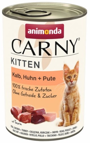 Przejdź do produktu Animonda Carny Kitten Cielęcina + Kurczak + Indyk puszka 400g - karma mokra dla kota