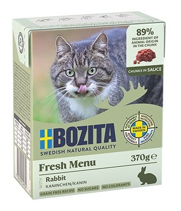 Przejdź do produktu Bozita z Królikiem kawałki w sosie kartonik 370g - karma mokra dla kota