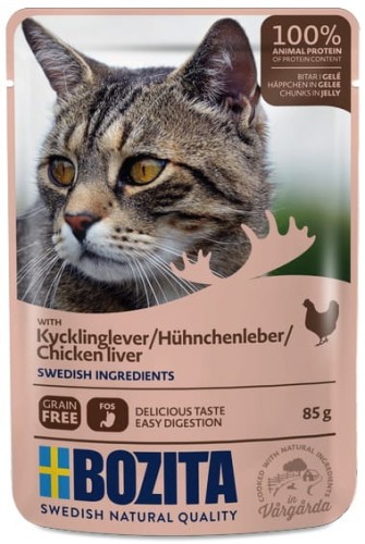 Przejdź do produktu Bozita Cat Wątróbka kurczaka w galaretce saszetka 85g - karma mokra dla kota