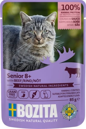 Przejdź do produktu Bozita Cat Senior 8+ Wołowina w sosie saszetka 85g - karma mokra dla kota