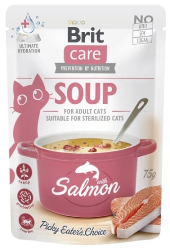 Przejdź do produktu Brit Care Cat Soup Salmon saszetka 75g - karma mokra dla kota