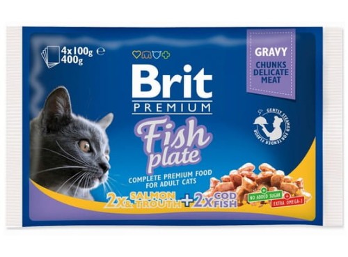 Przejdź do produktu Brit Premium Cat Adult Fish Plate saszetki 4x100g - karma mokra dla kota