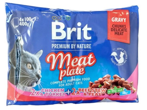Przejdź do produktu Brit Premium Cat Adult Meat Plate saszetki 4x100g - karma mokra dla kota