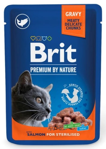 Przejdź do produktu Brit Premium By Nature Cat Sterilised Salmon sos saszetka 100g - karma mokra dla kota