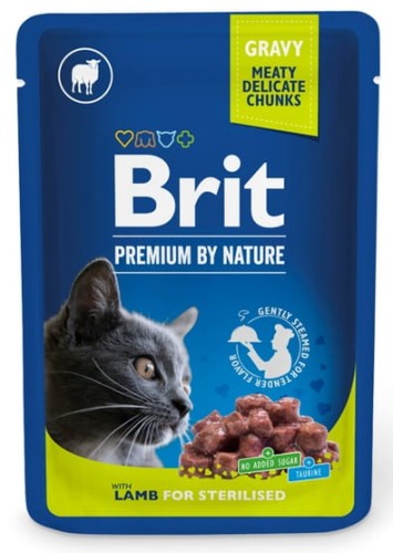 Przejdź do produktu Brit Premium By Nature Cat Sterilised Lamb sos saszetka 100g - karma mokra dla kota