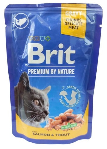 Przejdź do produktu Brit Premium Cat Adult Łosoś + Pstrąg saszetka 100g - karma mokra dla kota