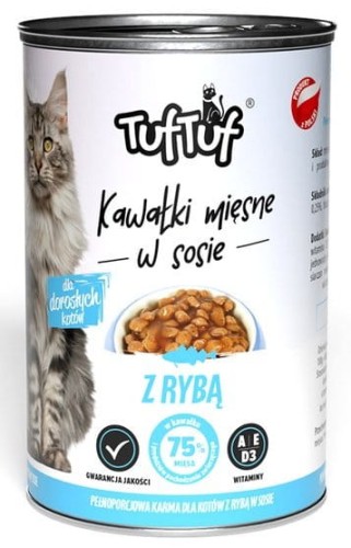 Przejdź do produktu TUF TUF Kawałki mięsne z rybą dla kota puszka 415g - karma mokra dla kota