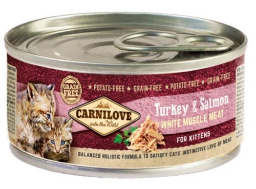 Przejdź do produktu Carnilove Cat Salmon & Turkey for Kittens - łosoś i indyk puszka 100g - karma mokra dla kota