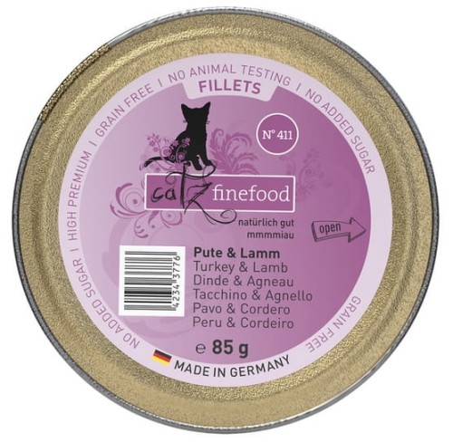 Przejdź do produktu Catz Finefood Filety N.411 Indyk/Jagnięcina tacka 85g - karma mokra dla kota