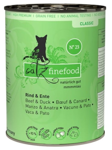 Przejdź do produktu Catz Finefood Classic N.23 Wołowina i Kaczka puszka 400g - karma mokra dla kota