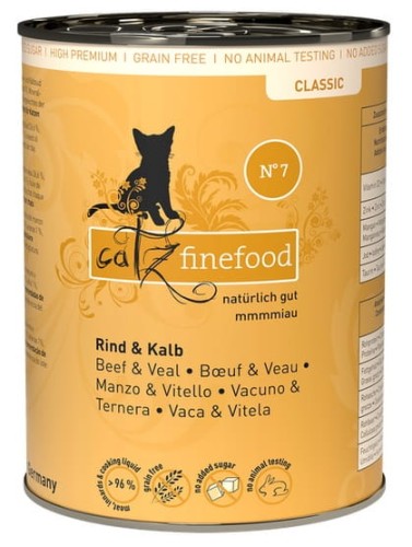 Przejdź do produktu Catz Finefood Classic N.07 Wołowina i cielęcina puszka 400g - karma mokra dla kota