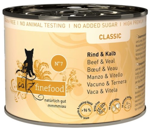 Przejdź do produktu Catz Finefood Classic N.07 Wołowina i cielęcina puszka 200g - karma mokra dla kota