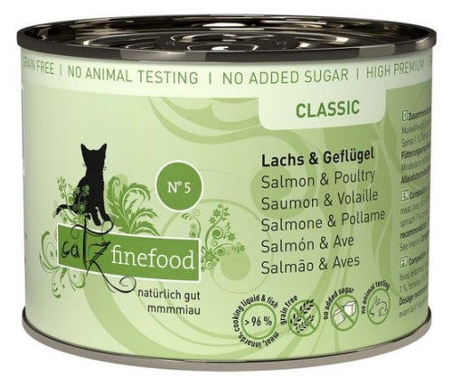 Przejdź do produktu Catz Finefood Classic N.05 Łosoś i drób puszka 200g - karma mokra dla kota