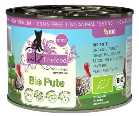 Catz Finefood Bio N.511 Indyk puszka 200g - monobiałkowa, ekologiczna karma mokra dla kota 1
